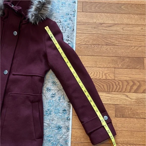 Kenneth Cole Wool Coat with Detachable Faux Fur Trim Hood - Picture 10 of 16